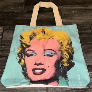 Andy Warhol Marylin Monroe Christie’s Pop Art Tote Bag - Pink and Yellow